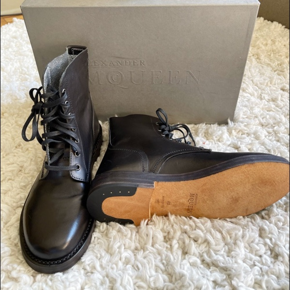 New Alexander McQueen black boot, size 7, new in box
